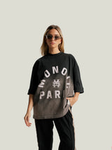 Camiseta Boxy Fit Monoic Paris - Negro Degradé