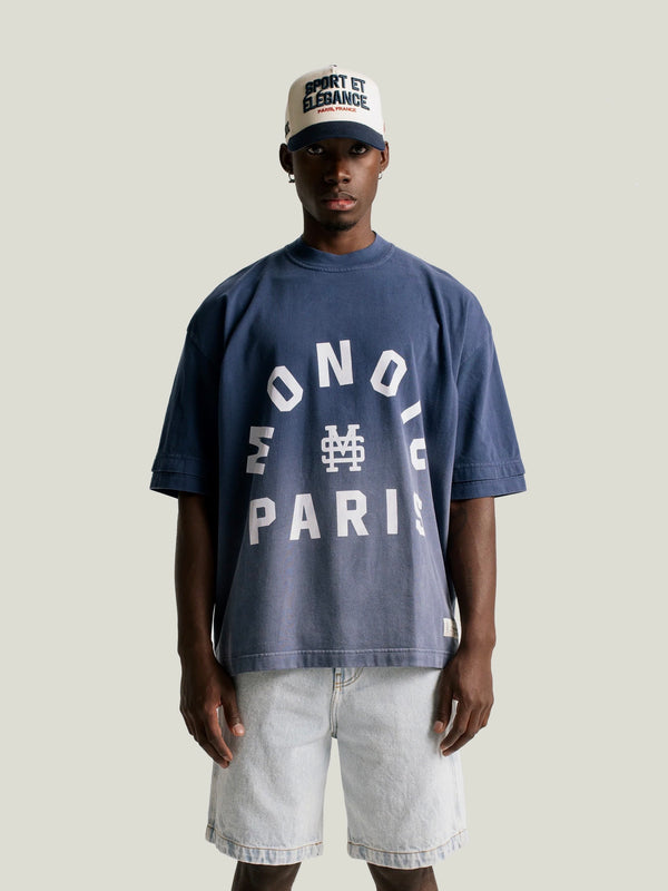 Camiseta Boxy Fit Monoic Paris - Azul Navy Degradé