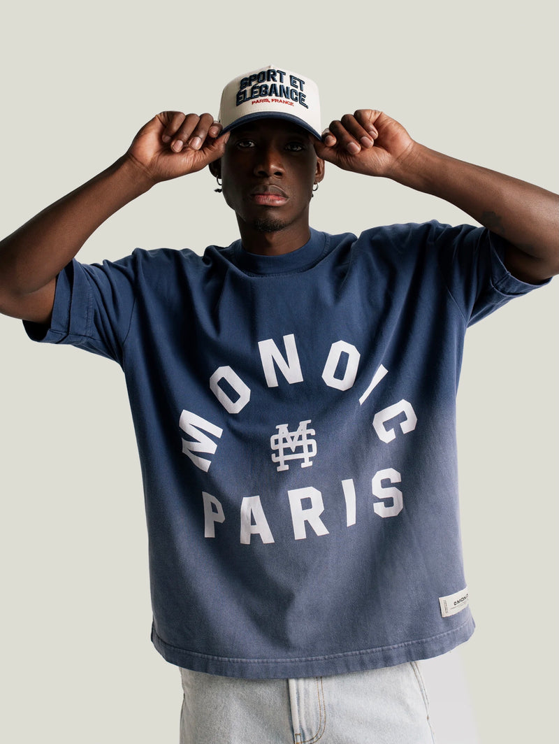 Camiseta Boxy Fit Monoic Paris - Azul Navy Degradé