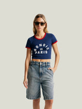 Crop Top Monoic Paris - Azul Navy y Rojo