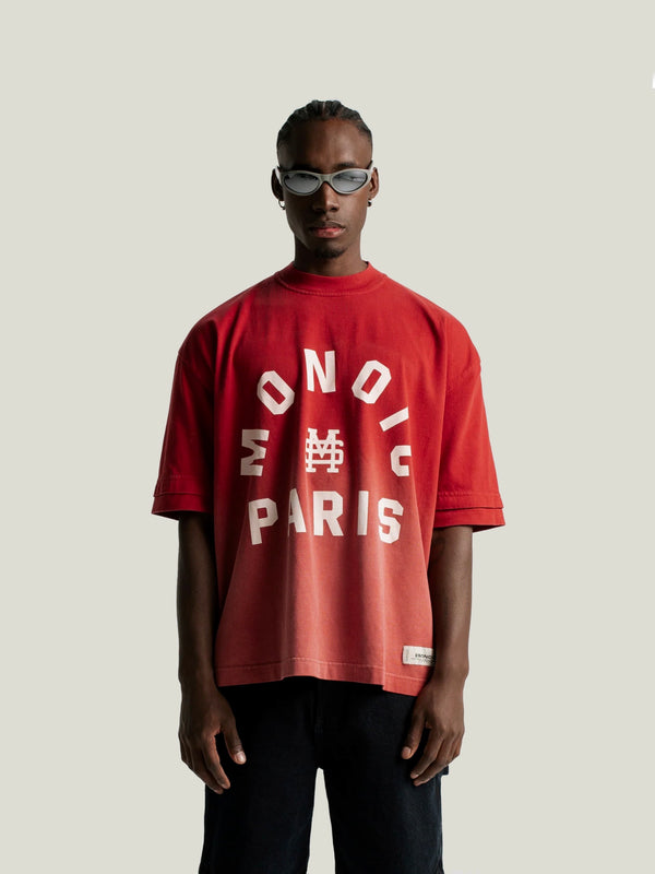 Camiseta Boxy Fit Monoic Paris - Rojo Degradé