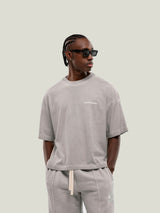 Camiseta Boxy Fit Básica V2 - Gris Desgastado